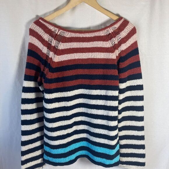 Anthropologie Moth Cable Knit Horizontal Stripe Sweater Sz M - Picture 3 of 11